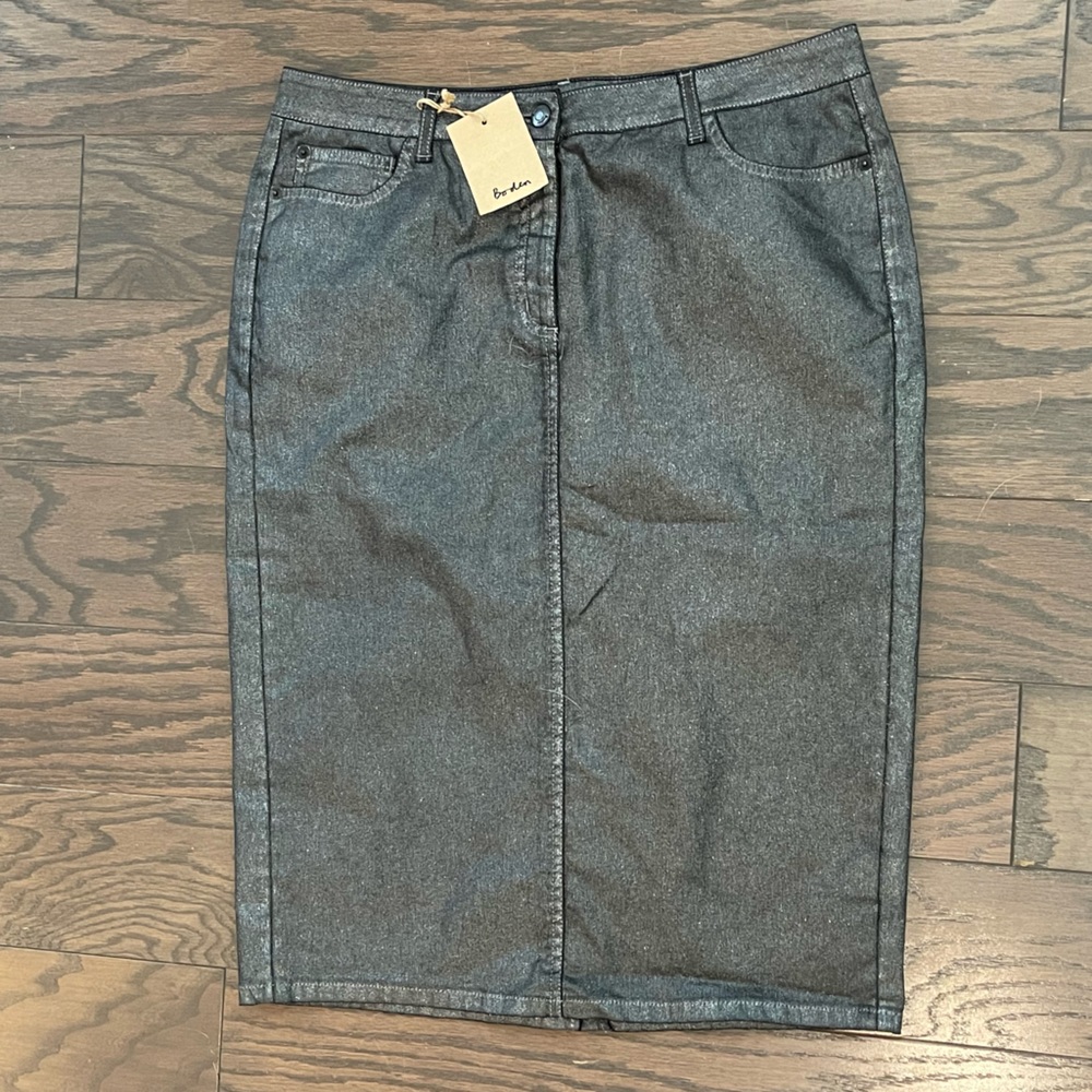 Boden Charcoal Grey Sparkling Metalic Skirt SZ 12L NWOT